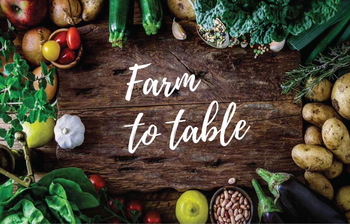 Can The Farm-To-Table Movement Secure Food Needs Of The Future? 1 Wooden table with fresh vegetables and 'Farm to Table' text, showcasing produce variety.