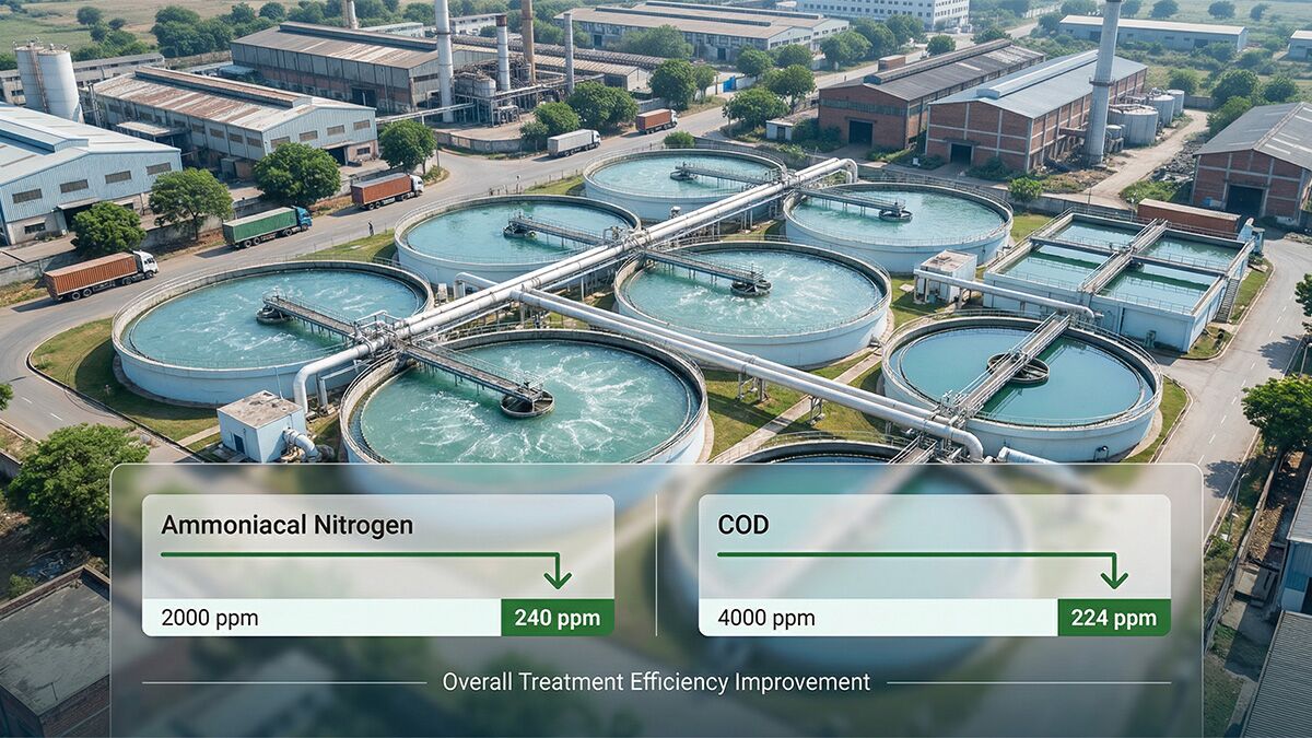 Advanced Bioaugmentation for Ammoniacal Nitrogen and COD Reduction at a CETP in Mumbai 1 Aerial view of a 15 MLD Common Effluent Treatment Plant in Mumbai treated with CleanMaxx AN bioaugmentation
